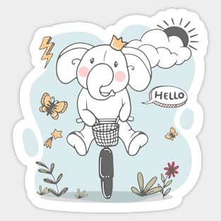 Elephant Riding Bicycle Sticker